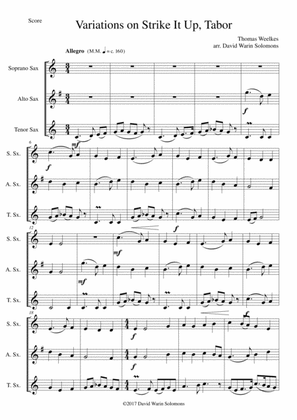 Variations on Strike it up Tabor for saxophone trio (soprano, alto, tenor)