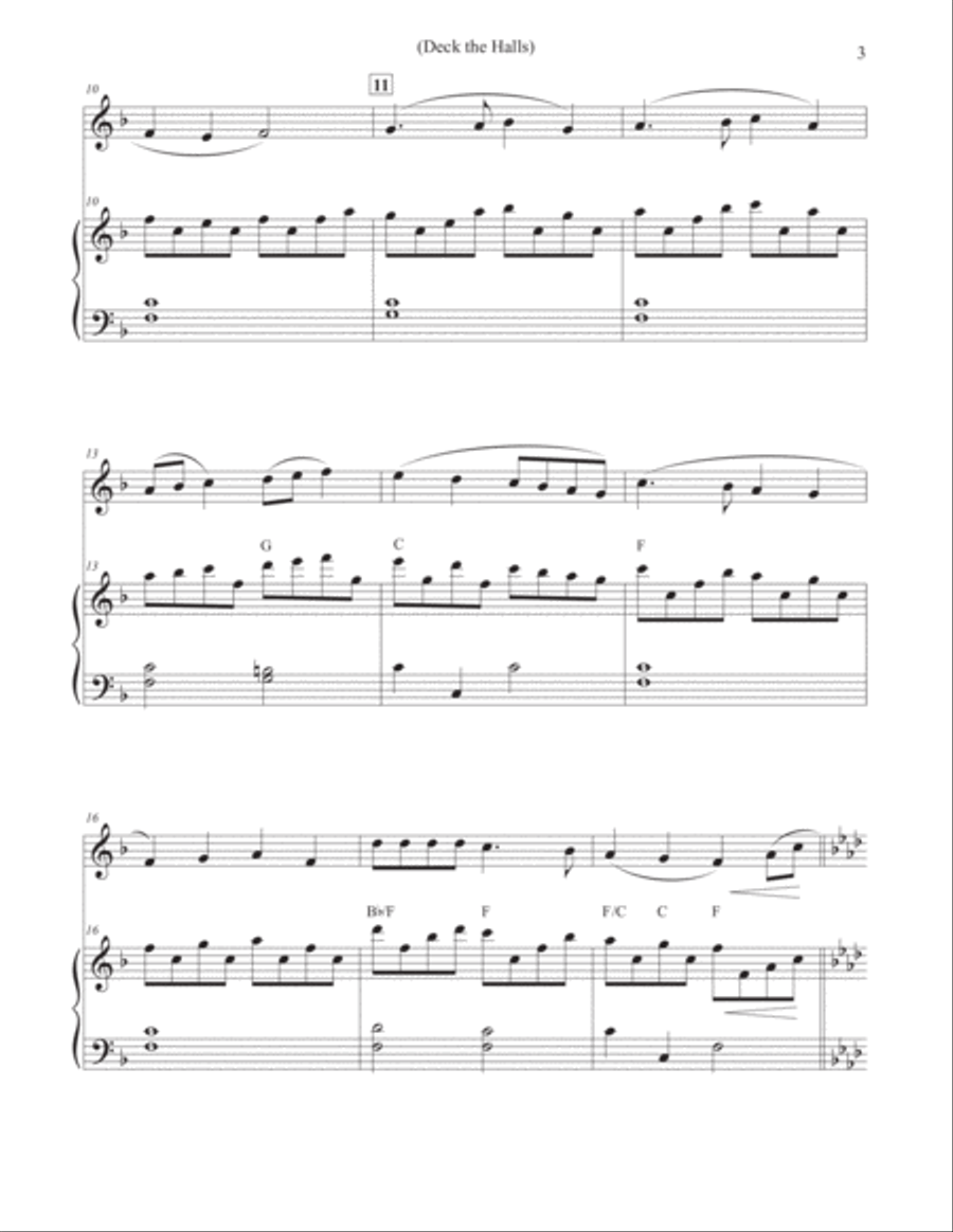 Deck the Halls - Christmas Flute & Piano Flute Solo scores gallery preview page 3