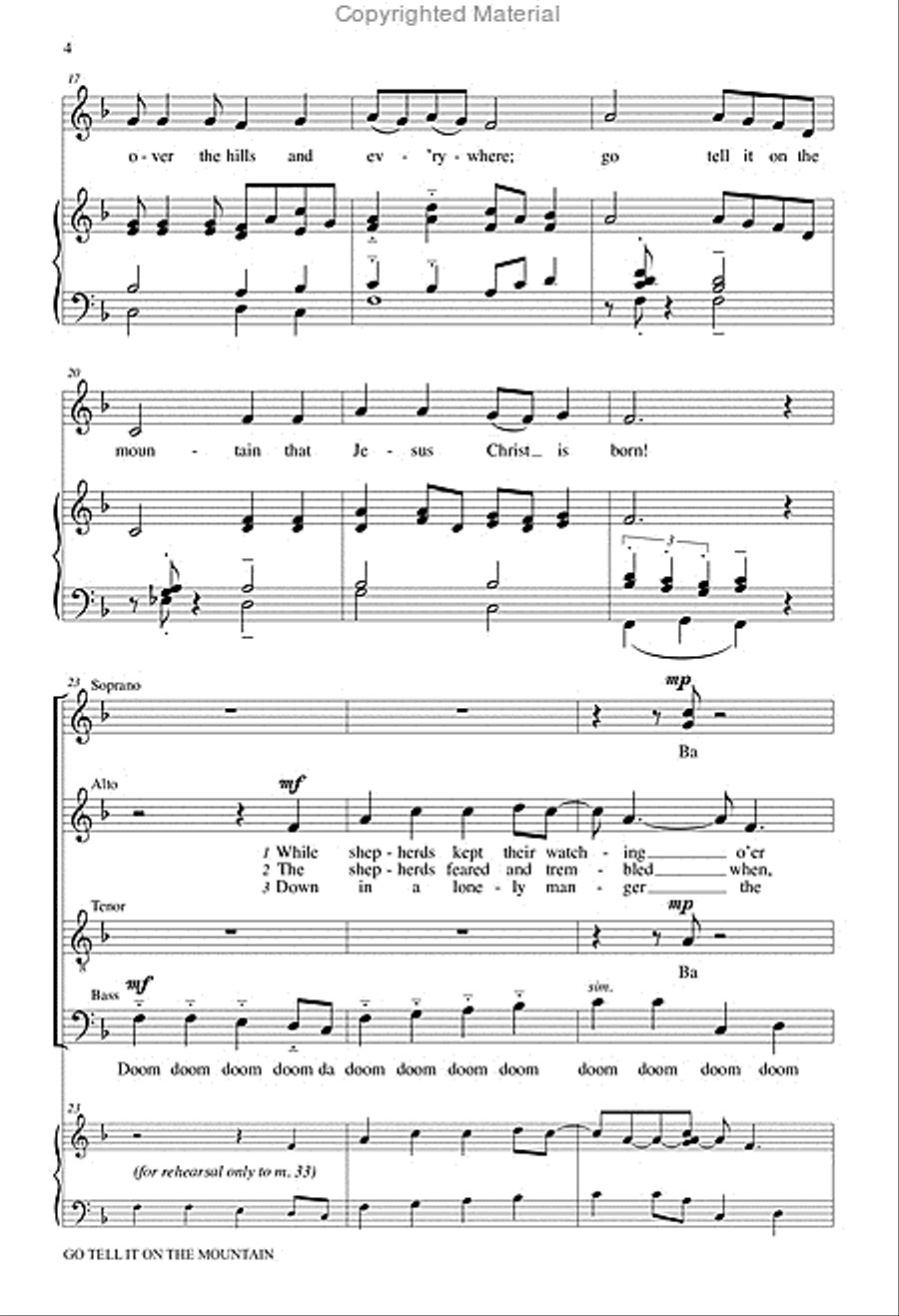 Go Tell It on the Mountain 4-Part scores gallery preview page 5
