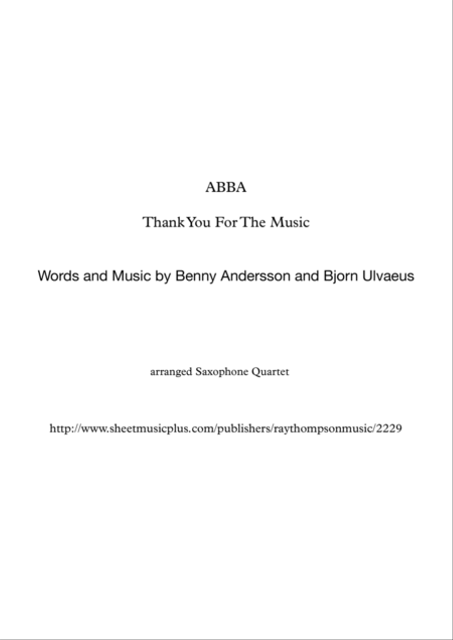 Thank You For The Music Saxophone Quartet scores gallery preview page 1