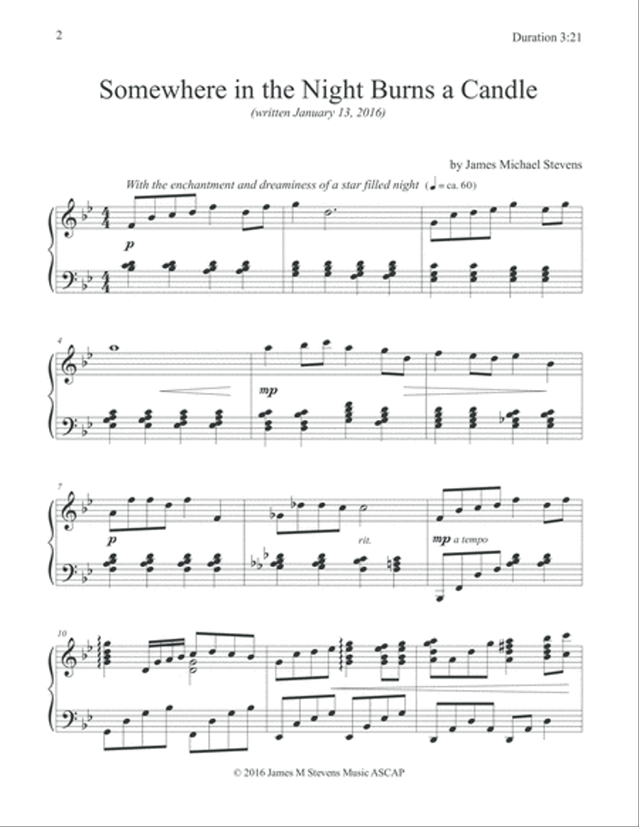 Somewhere in the Night Burns a Candle Piano Solo scores gallery preview page 2