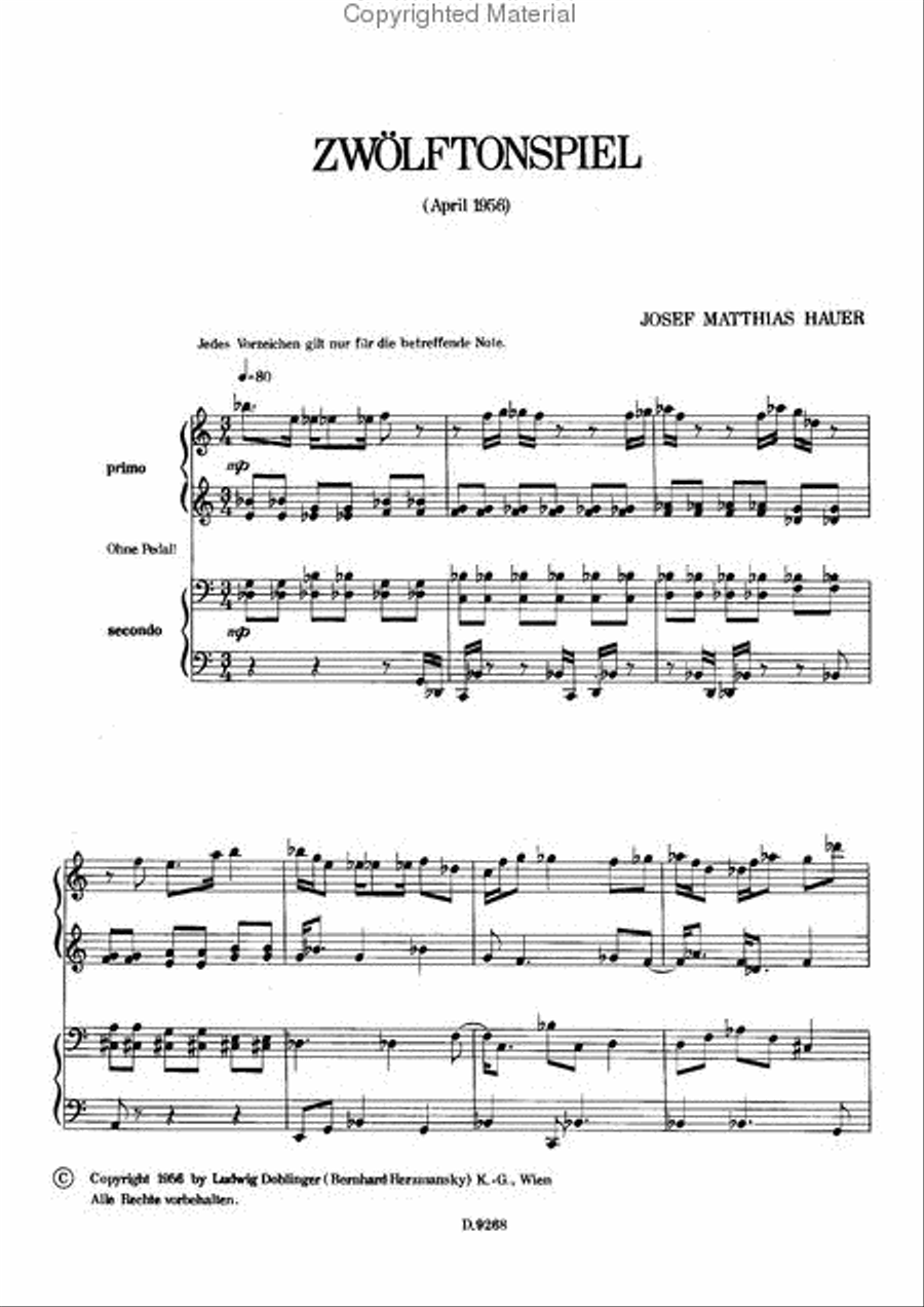 Zwolftonspiel (April 1956) Piano Duet scores gallery preview page 2