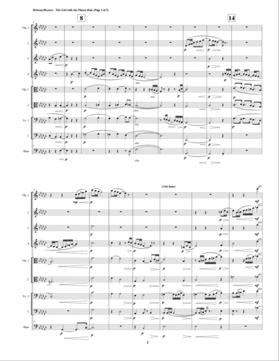 The Girl with the Flaxen Hair, Prelude 8, Book 1 by Claude Debussy (String Orchestra) String Orchestra scores gallery preview page 2