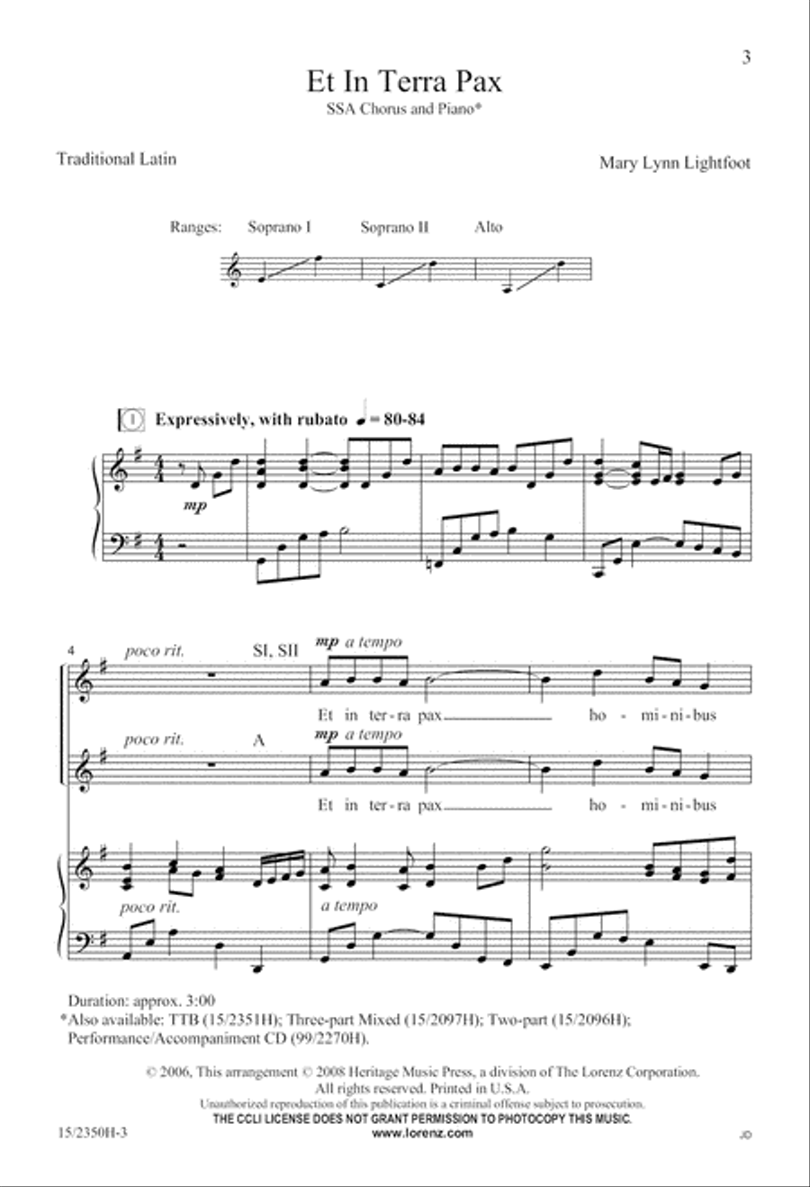 Et In Terra Pax Et In Terra Pax SSA scores gallery preview page 3