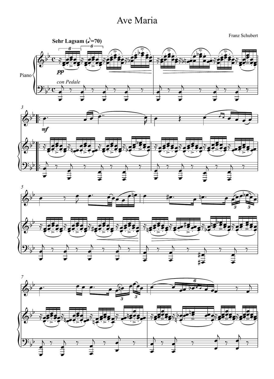 Franz Schubert - Ave Maria (Violin Solo) - Bb Key Violin Solo scores gallery preview page 1