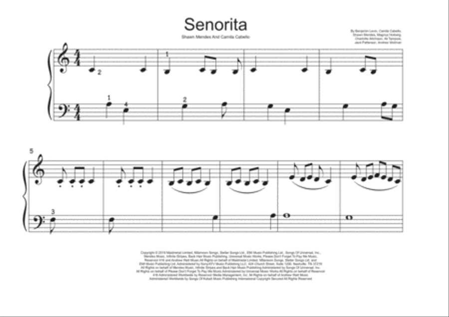 Senorita Senorita Easy Piano scores gallery preview page 1