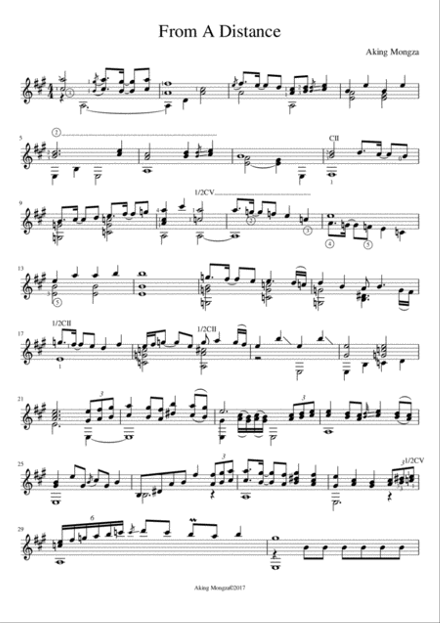 From A Distance Guitar Solo scores gallery preview page 1
