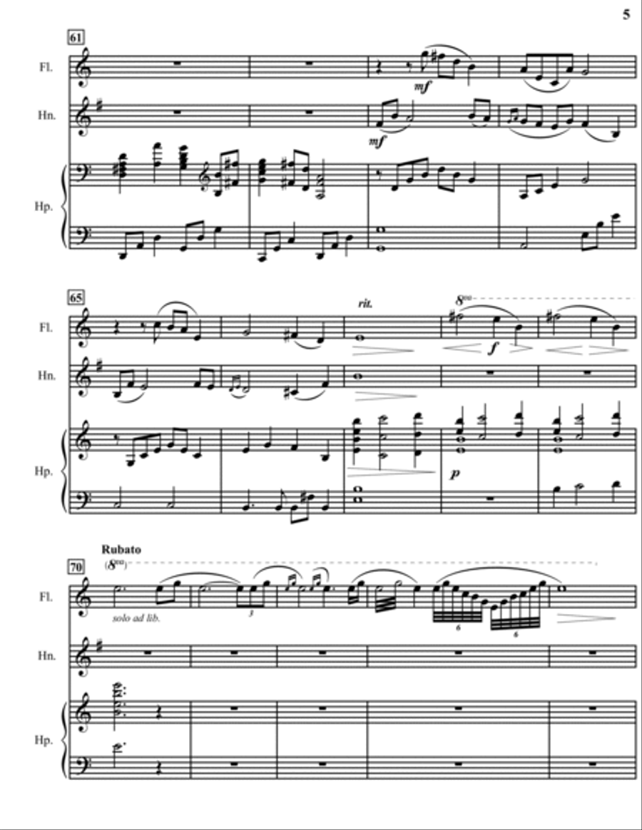 Song of the Forest - Trio for Flute, Horn and Harp Revised Version Flute scores gallery preview page 5