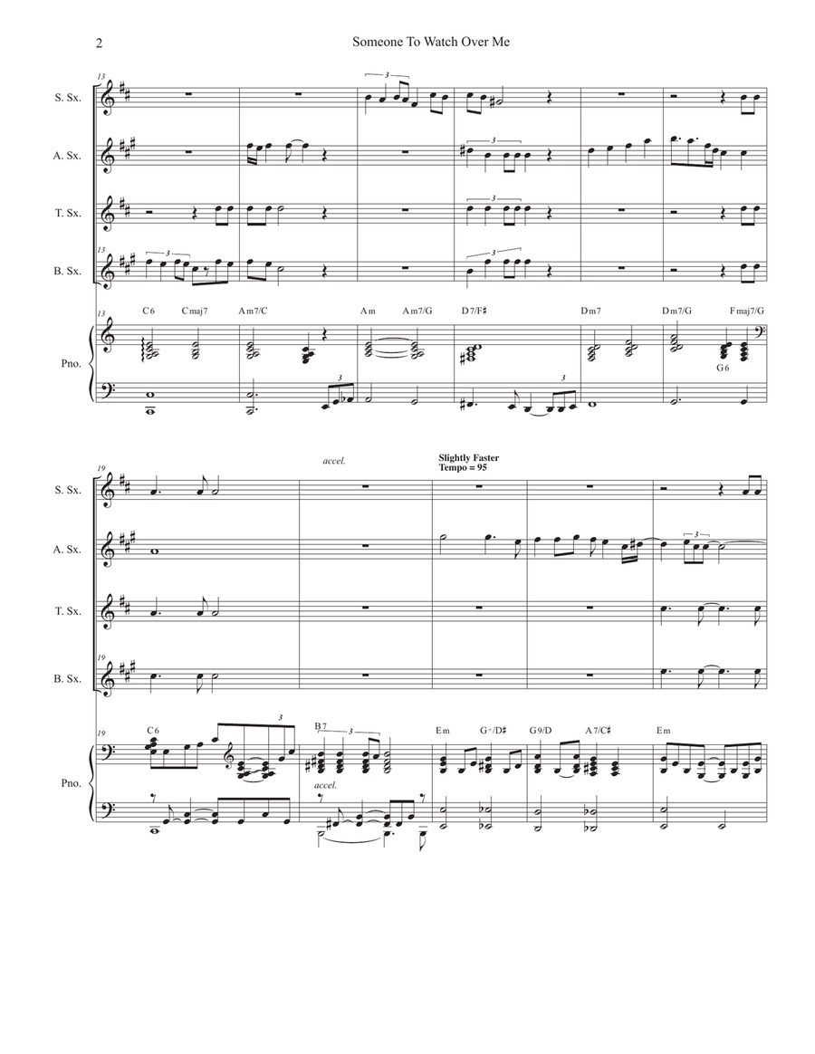 Someone To Watch Over Me Saxophone Quartet scores gallery preview page 2