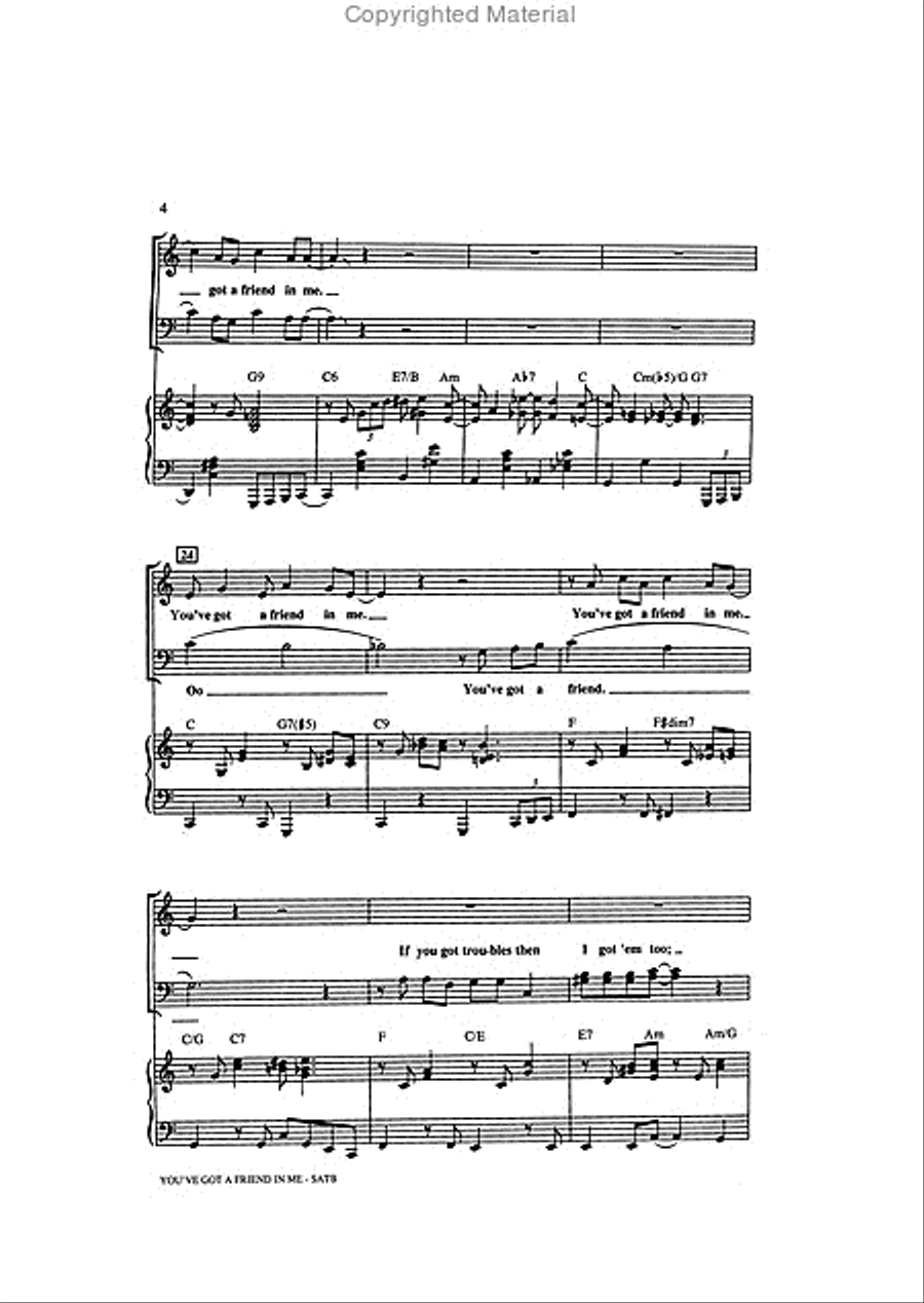 You've Got a Friend in Me 4-Part scores gallery preview page 4