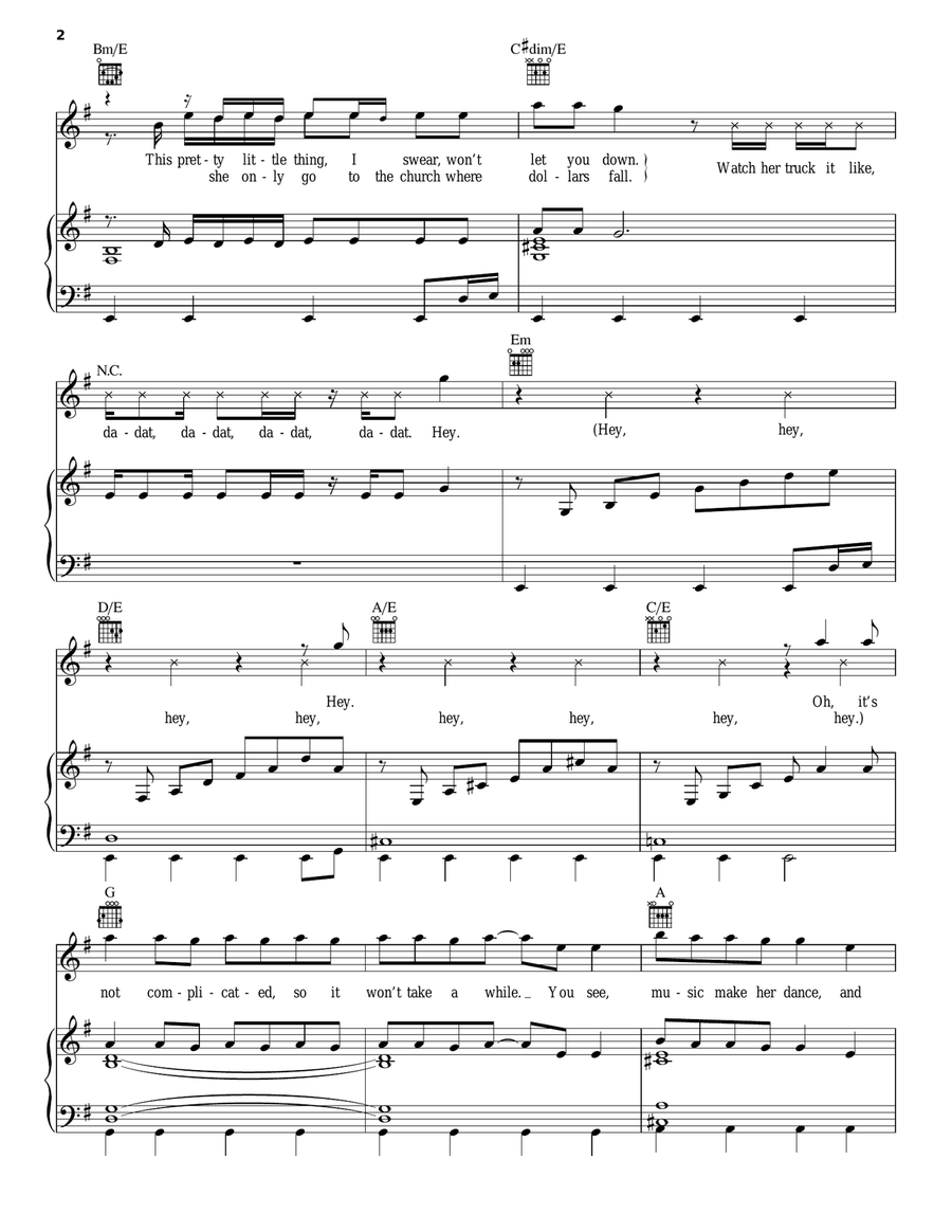 Money Make Her Smile Piano, Vocal, Guitar scores gallery preview page 2