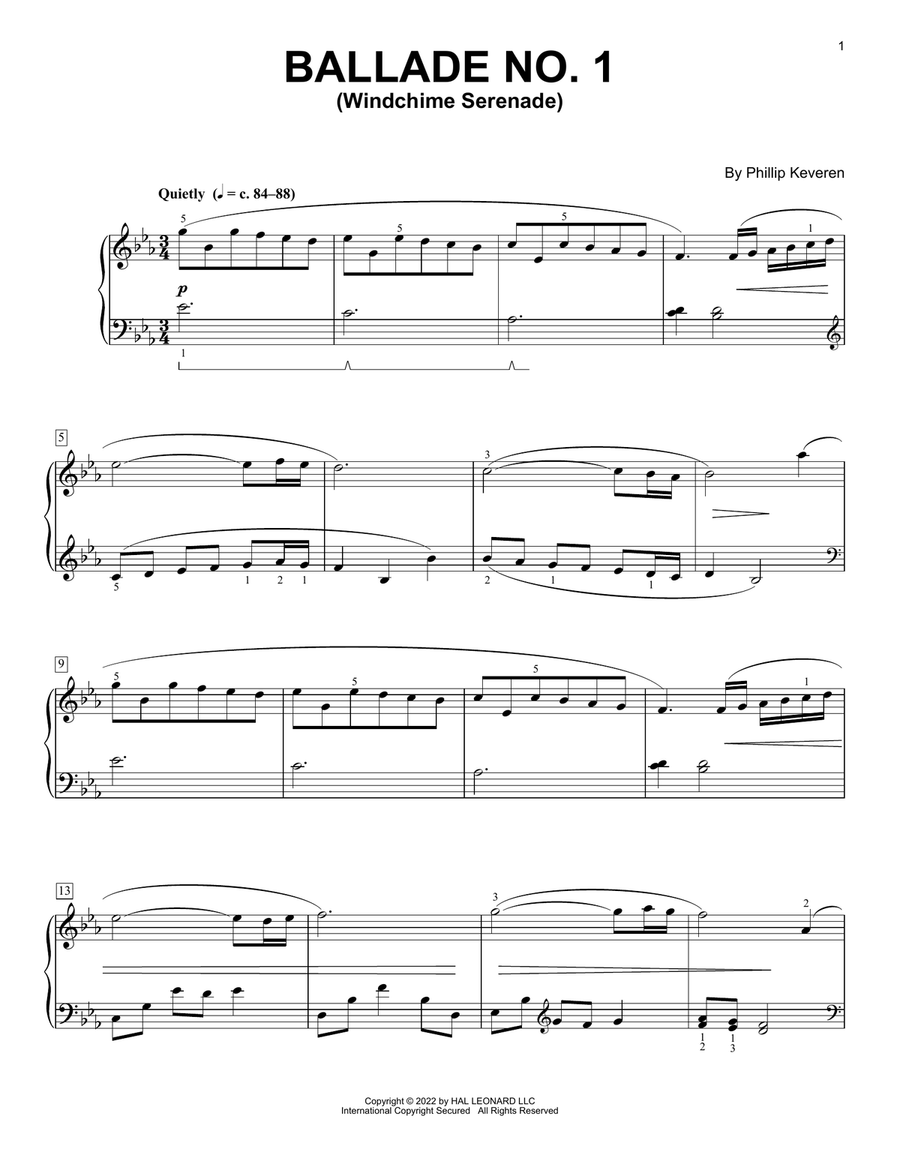 Ballade No. 1 (Windchime Serenade) Piano Solo scores gallery preview page 1