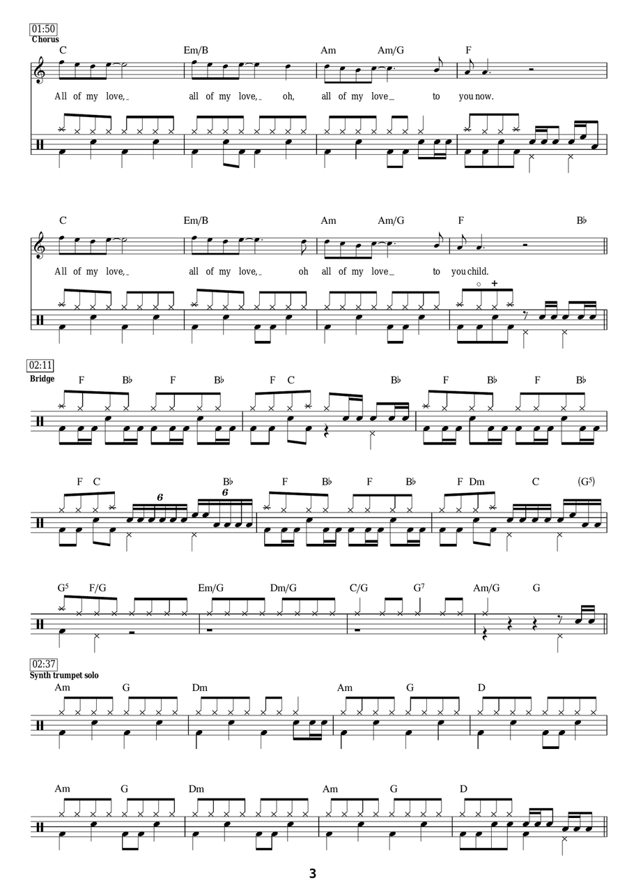 All My Love All My Love Drum Set scores gallery preview page 3