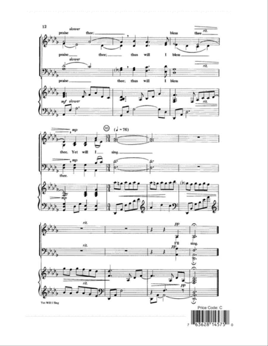 Yet Will I Sing 4-Part scores gallery preview page 12
