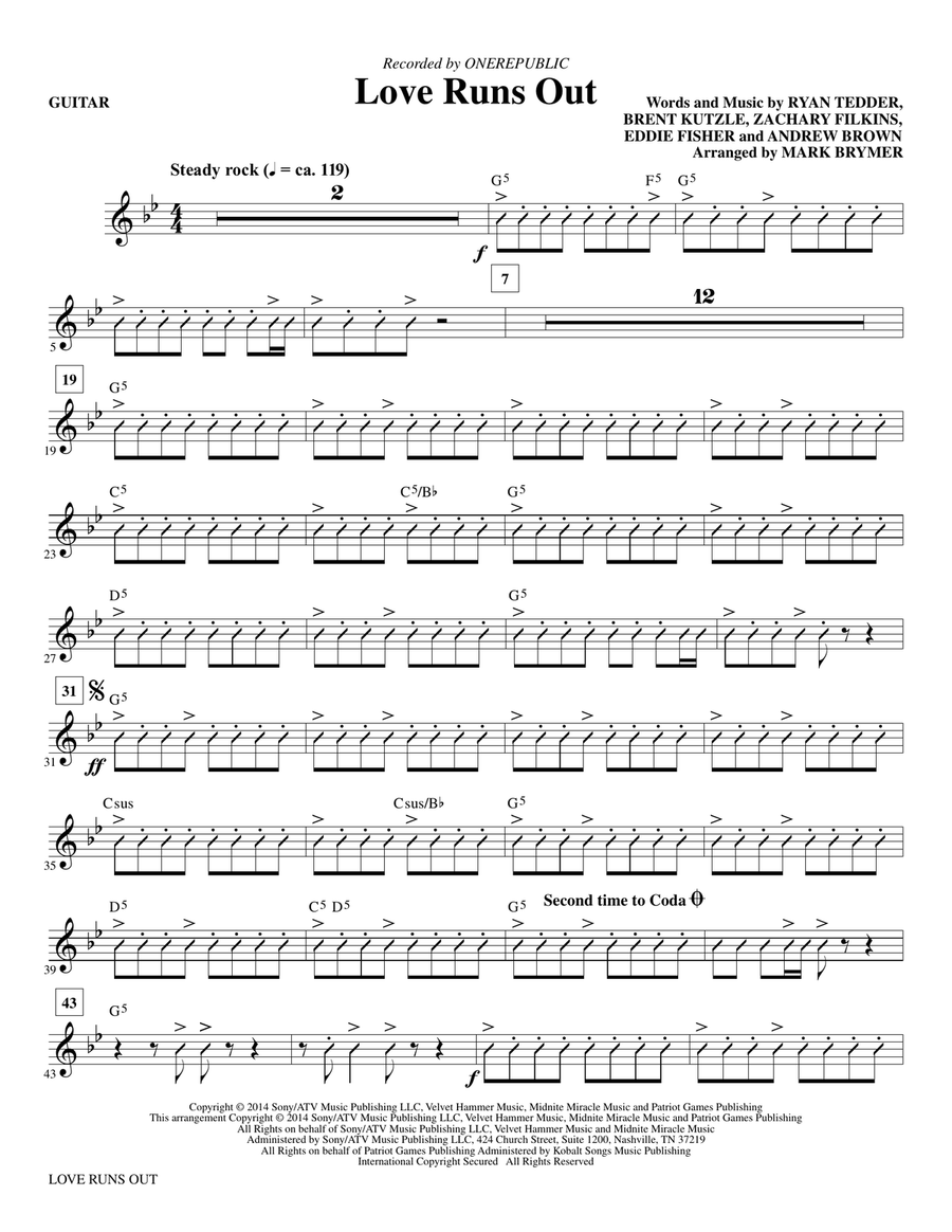 Love Runs Out - Guitar