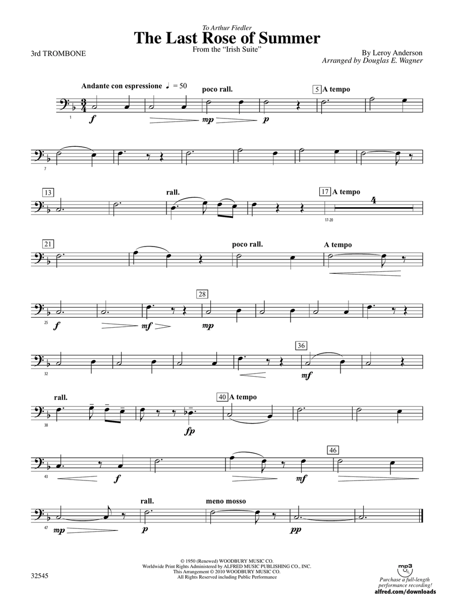 The Last Rose of Summer (from the Irish Suite): 3rd Trombone