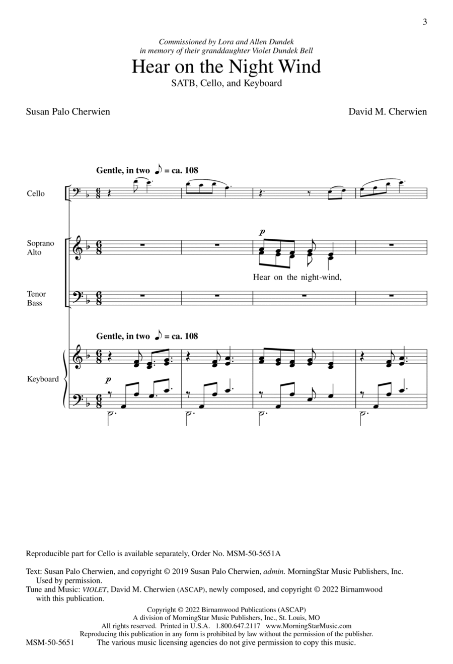 Hear on the Night Wind 4-Part scores gallery preview page 1