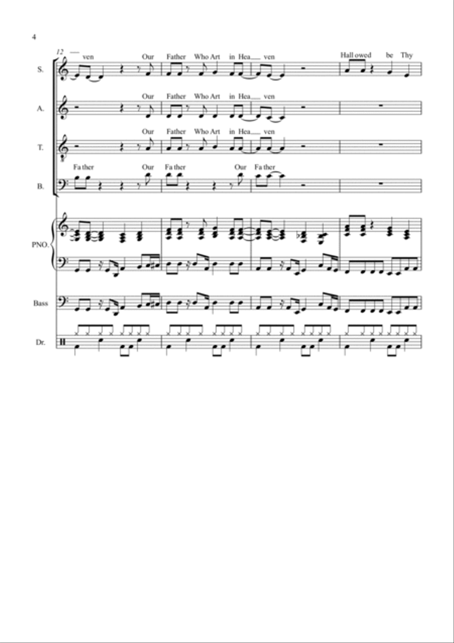 The Lord's Prayer (Gospel Style) for Choir And Piano Choir scores gallery preview page 4