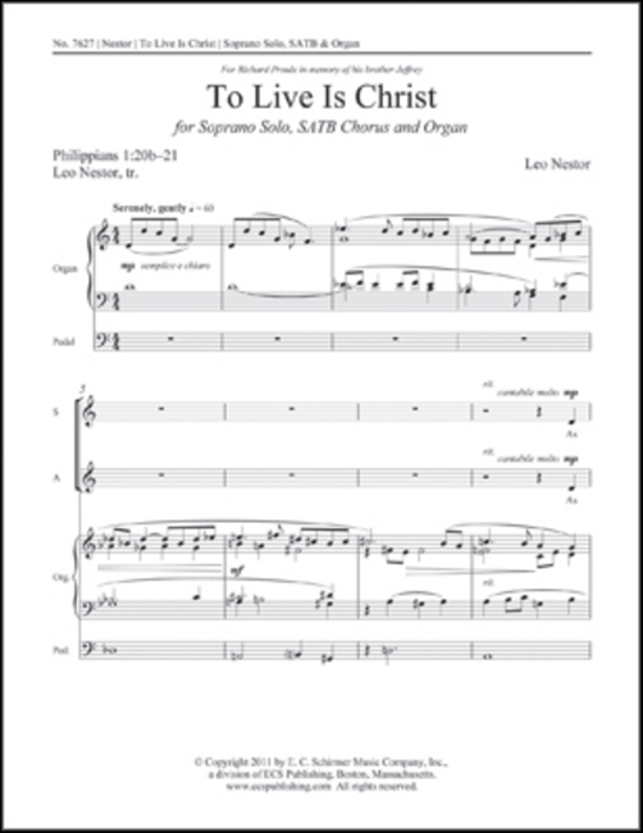 To Live Is Christ To Live Is Christ 4-Part scores gallery preview page 1