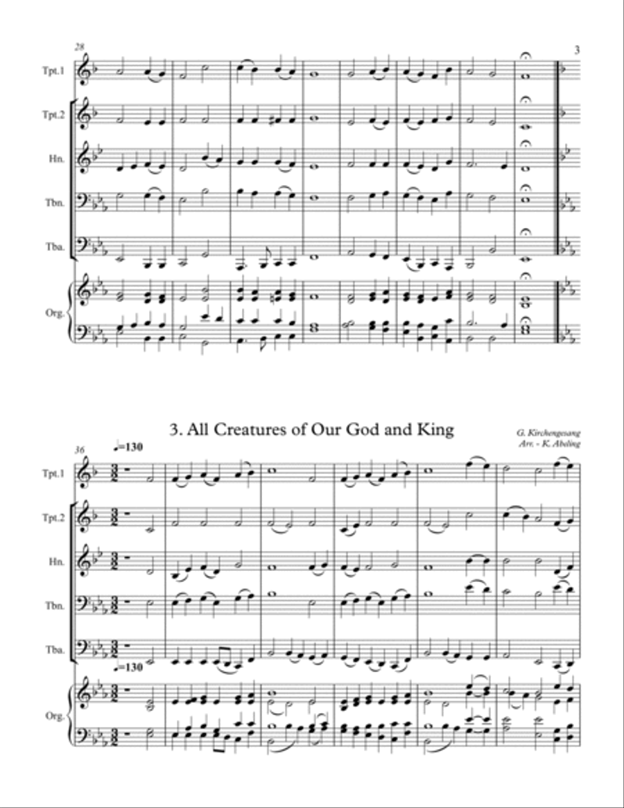 40 Beloved Christian Hymns Volume I (for Brass Quintet and optional Organ) Horn scores gallery preview page 4