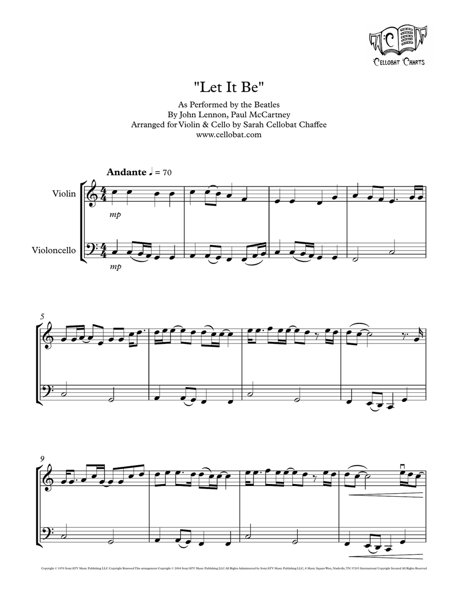 Let It Be by The Beatles String Duet - Digital Sheet Music