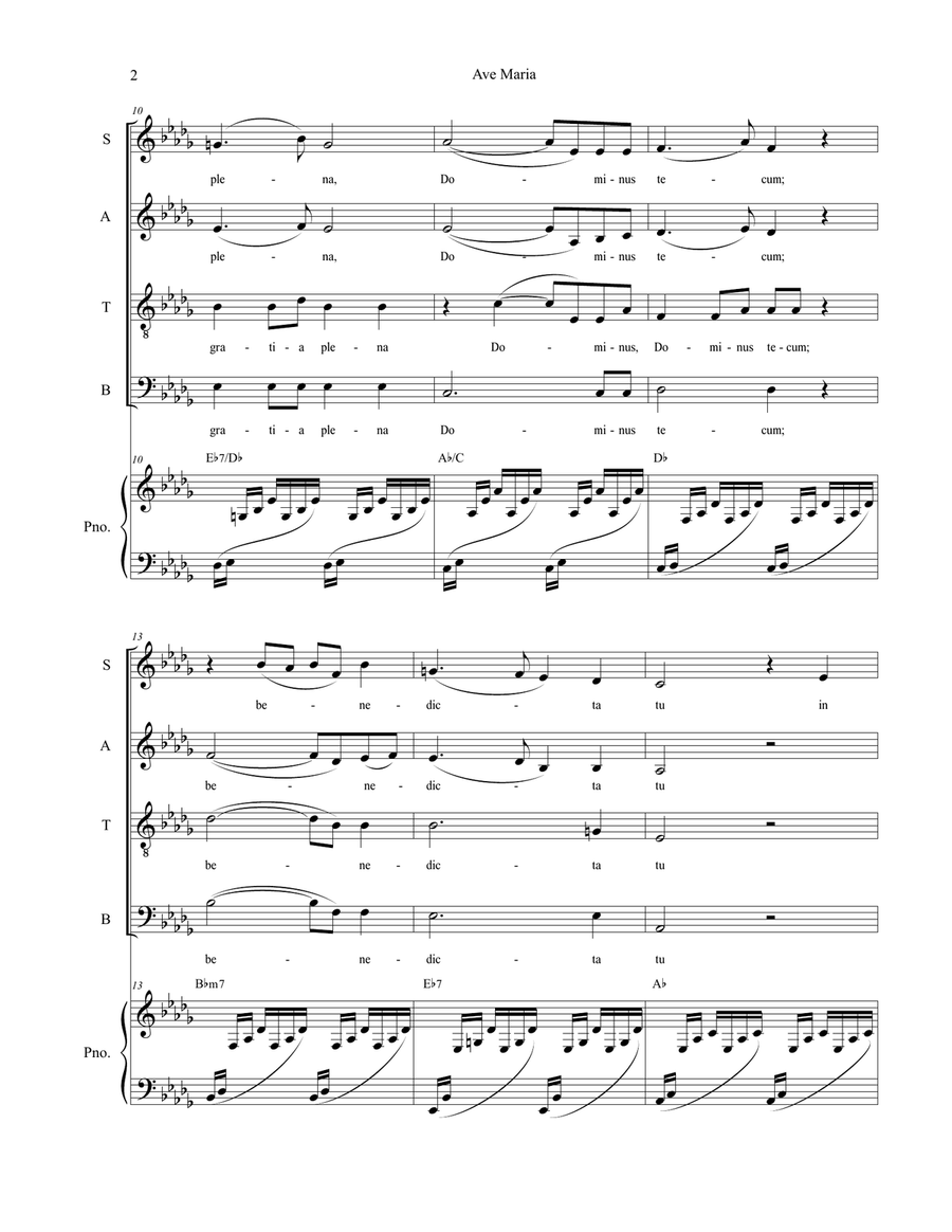 Ave Maria (SATB - Medium/Low Key) 4-Part scores gallery preview page 2
