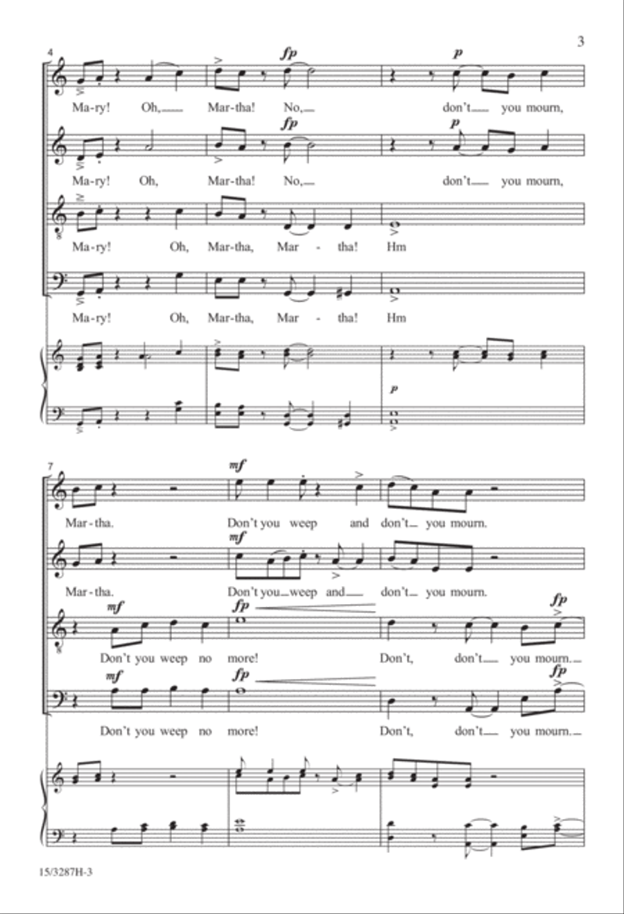 Don't You Weep, Don't You Mourn 4-Part scores gallery preview page 3