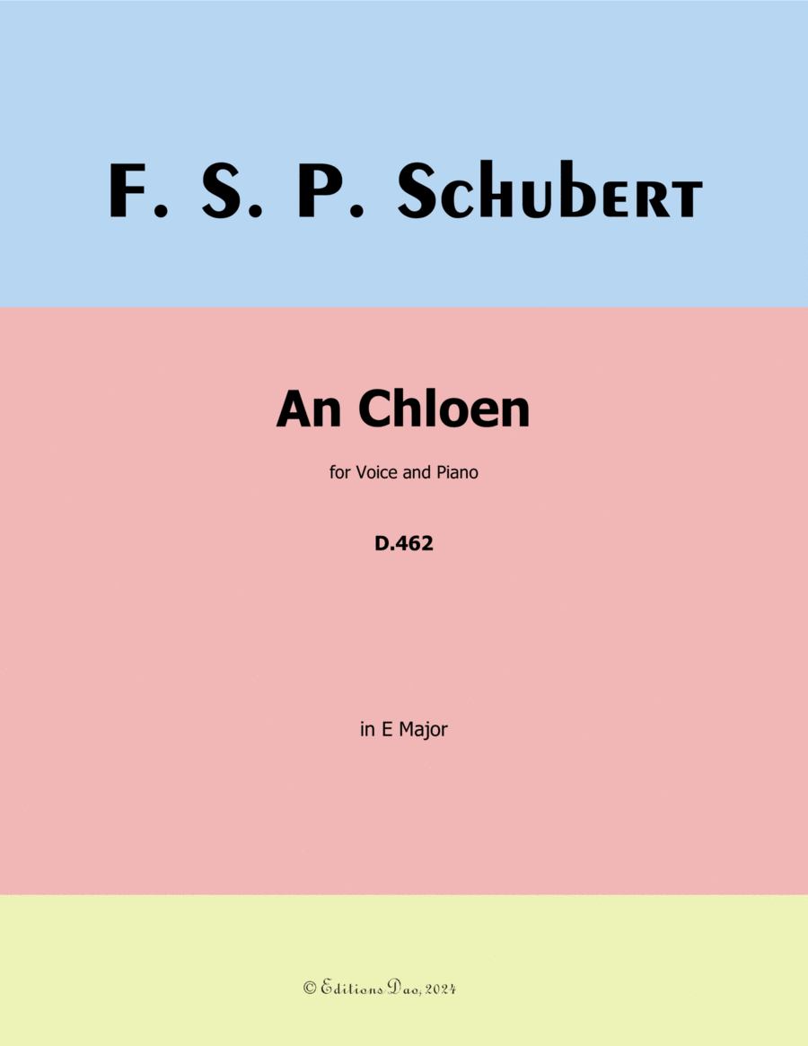 An Chloen, by Schubert, in E Major Voice scores gallery preview page 1