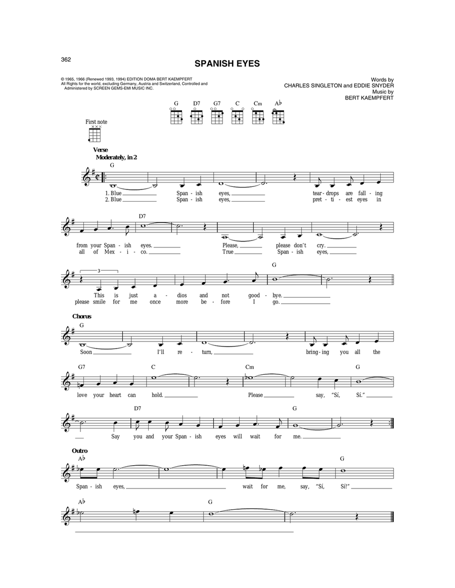 Spanish Eyes Mandolin scores gallery preview page 1