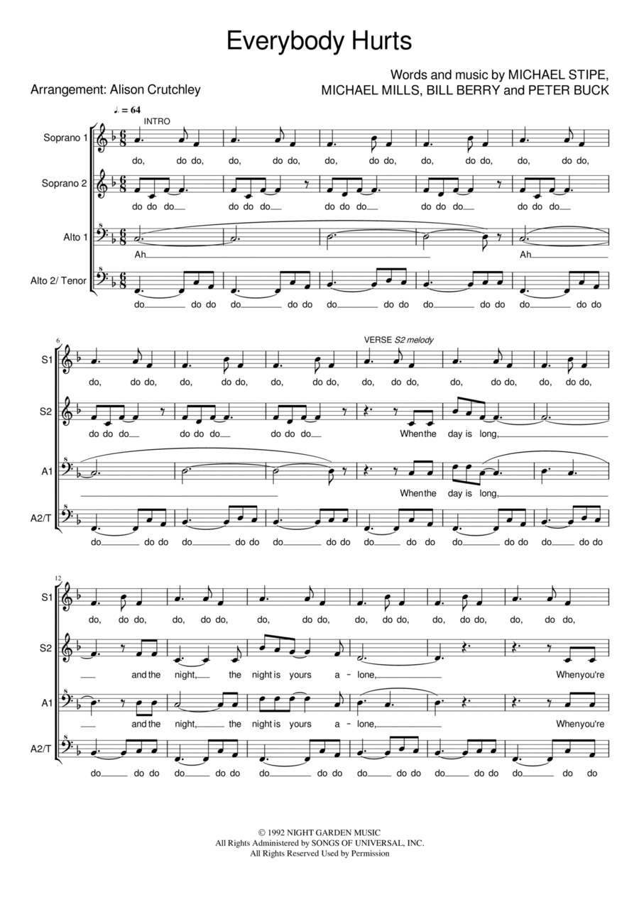 Everybody Hurts Everybody Hurts SSAA scores gallery preview page 1