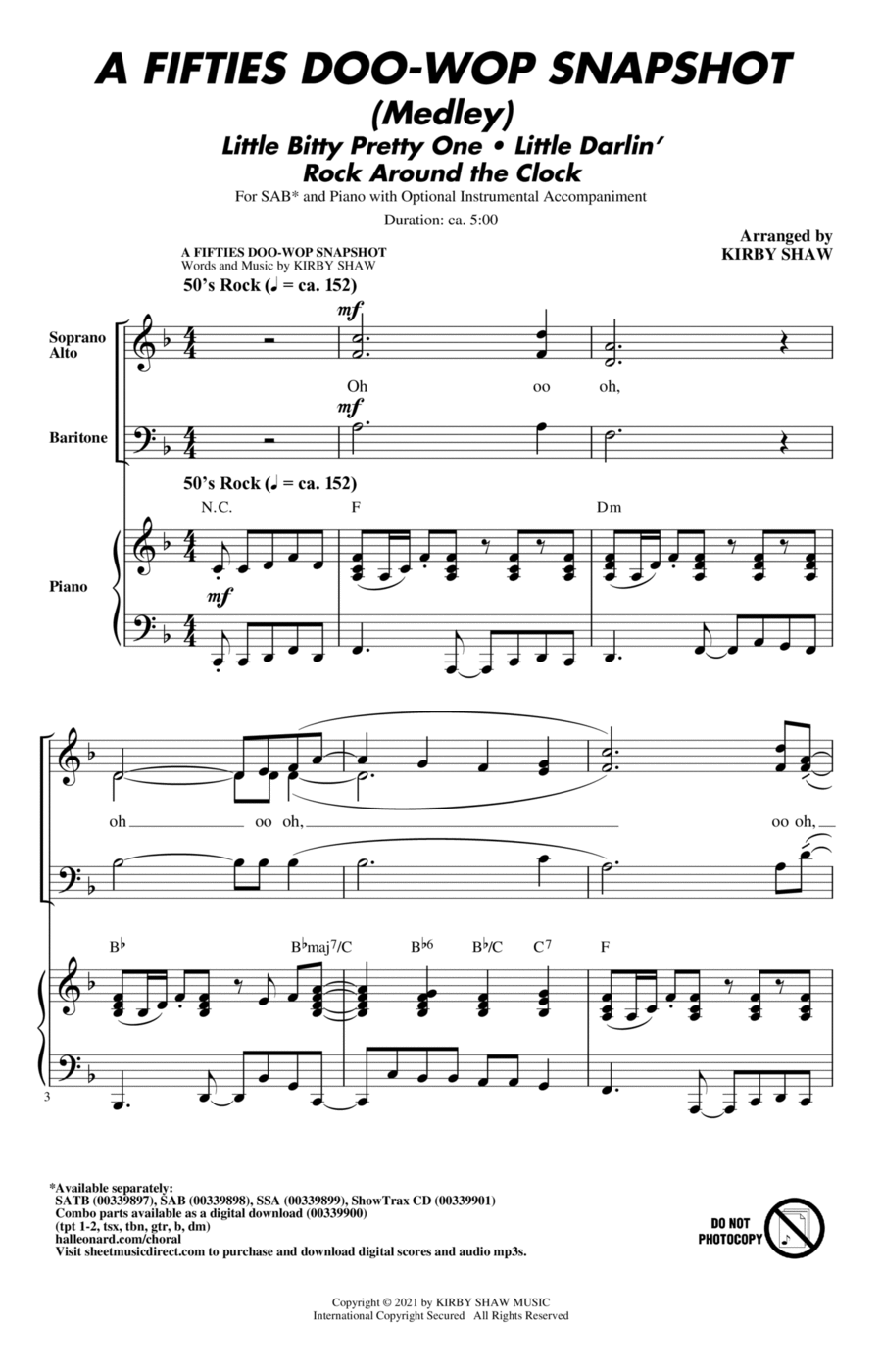 A Fifties Doo-Wop Snapshot (Medley) 3-Part scores gallery preview page 1