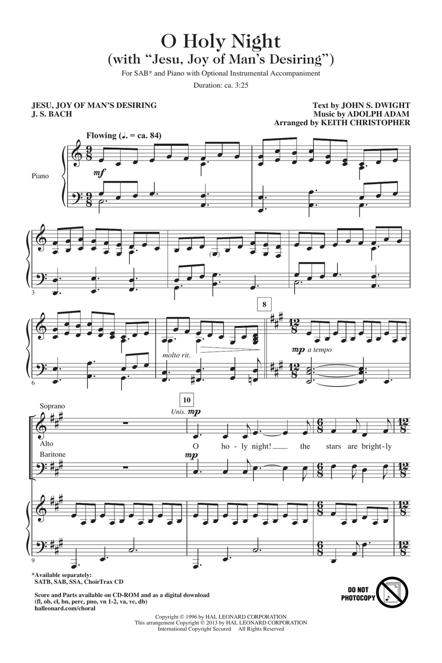 O Holy Night (with Jesu, Joy Of Man's Desiring) 3-Part scores gallery preview page 1