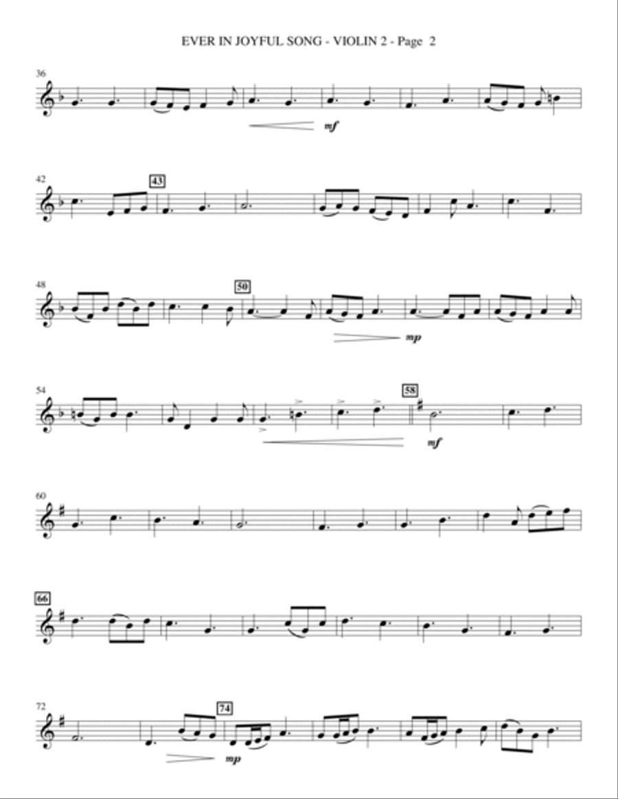 Ever In Joyful Song - Violin 2 Choir scores gallery preview page 2