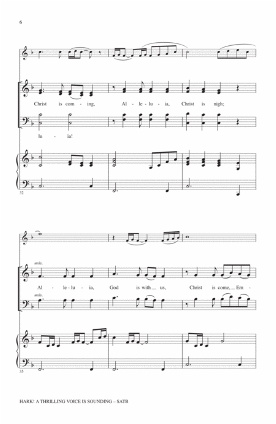 Hark! A Thrilling Voice Is Sounding 4-Part scores gallery preview page 5