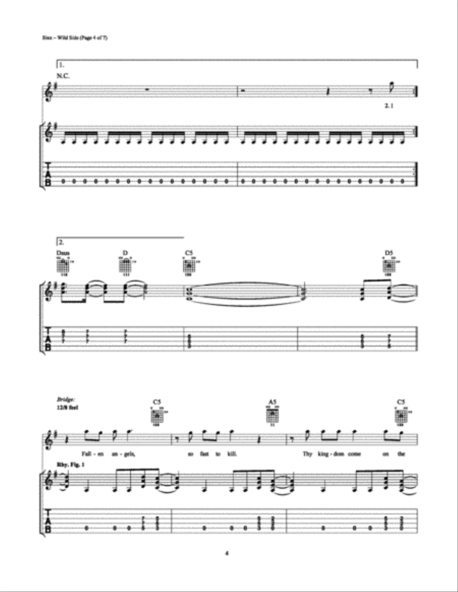 Wild Side Electric Guitar scores gallery preview page 4