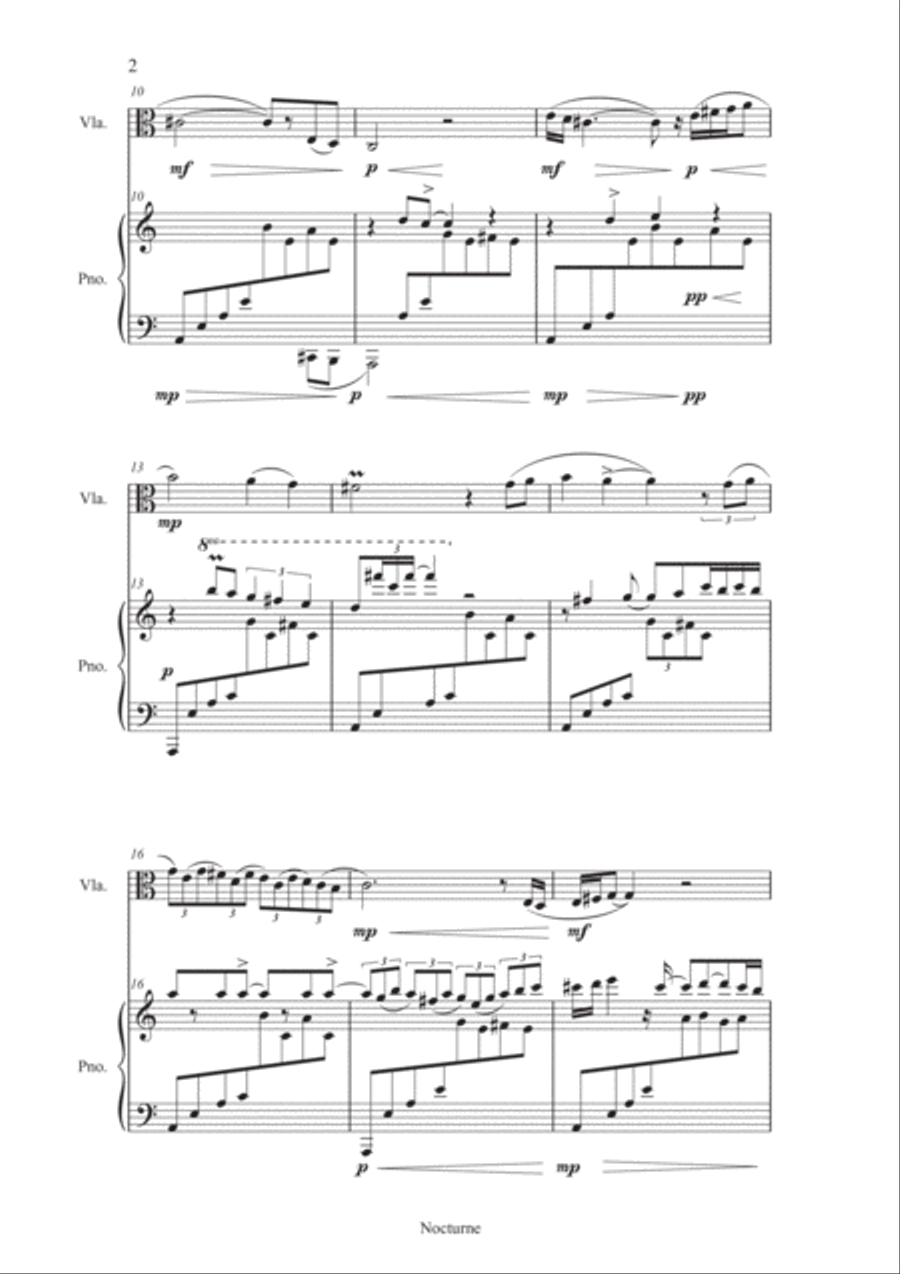Nocturne for Viola and Piano Piano scores gallery preview page 2