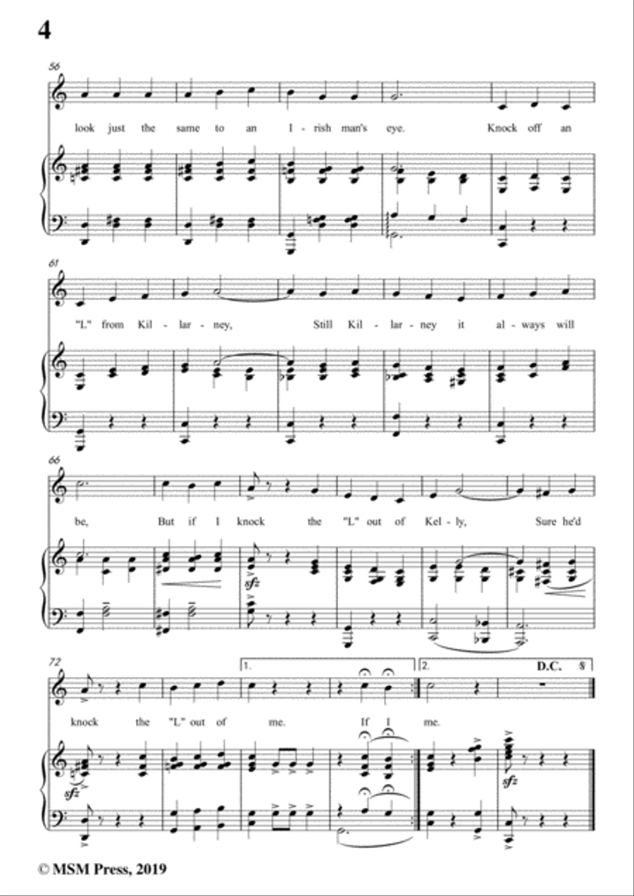 Bert Grant-If I Knock the 'L' Out of Kelly,in C Major,for Voice&Piano Voice scores gallery preview page 6