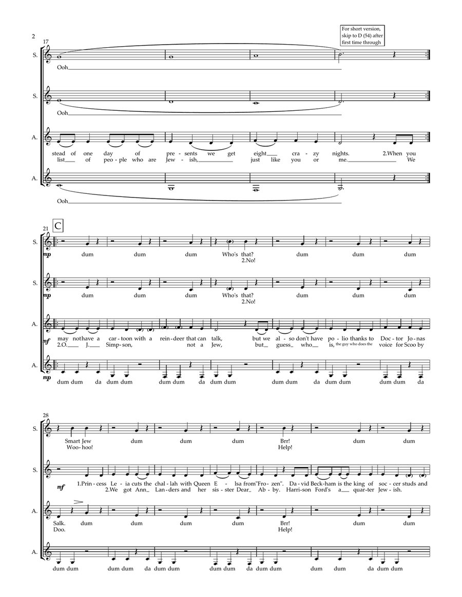 Adam's Hanukkah Song SSAA scores gallery preview page 3