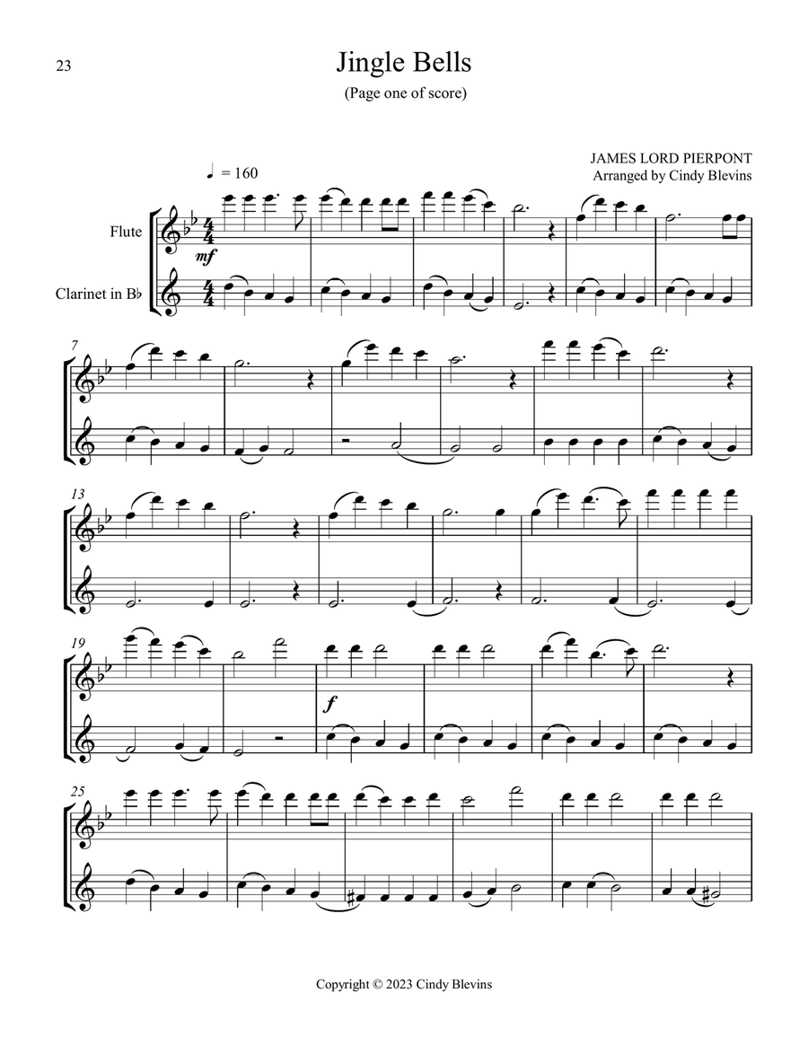 Flute and Clarinet for Christmas, Vol. III (12 arrangements) Woodwind Duet scores gallery preview page 3