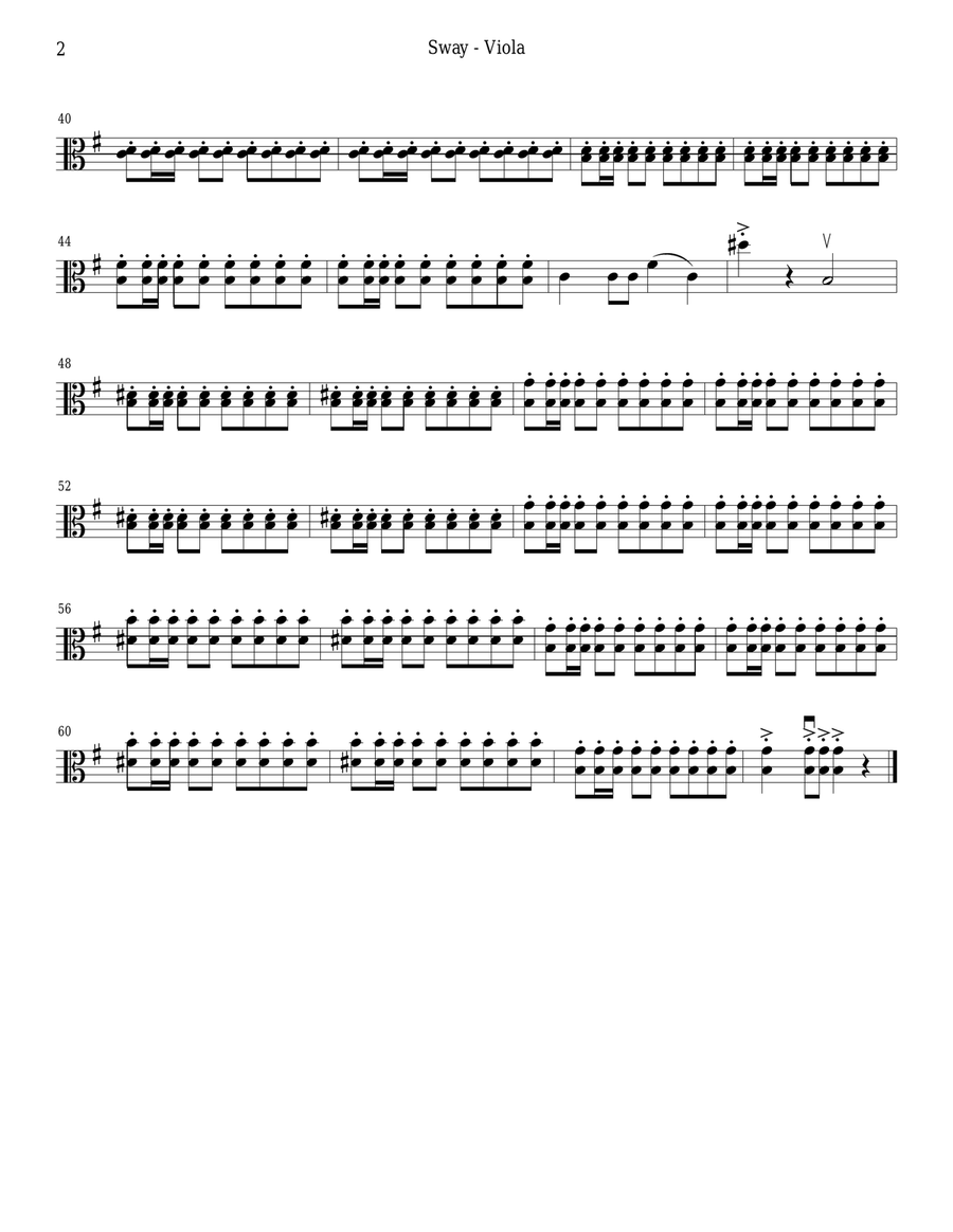 Sway (Quien Sera) String Quartet scores gallery preview page 6