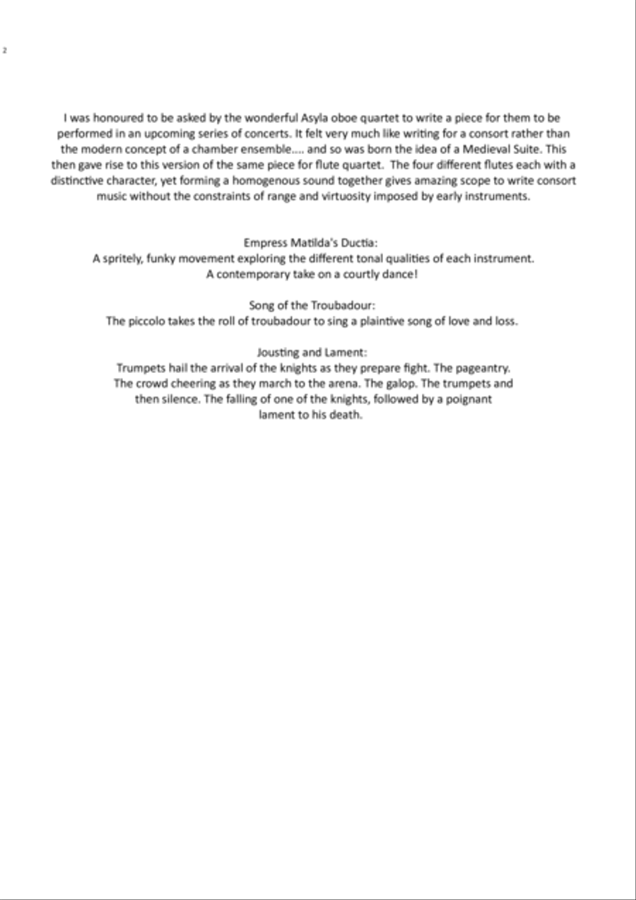 Medieval Suite Medieval Suite Flute Quartet scores gallery preview page 2