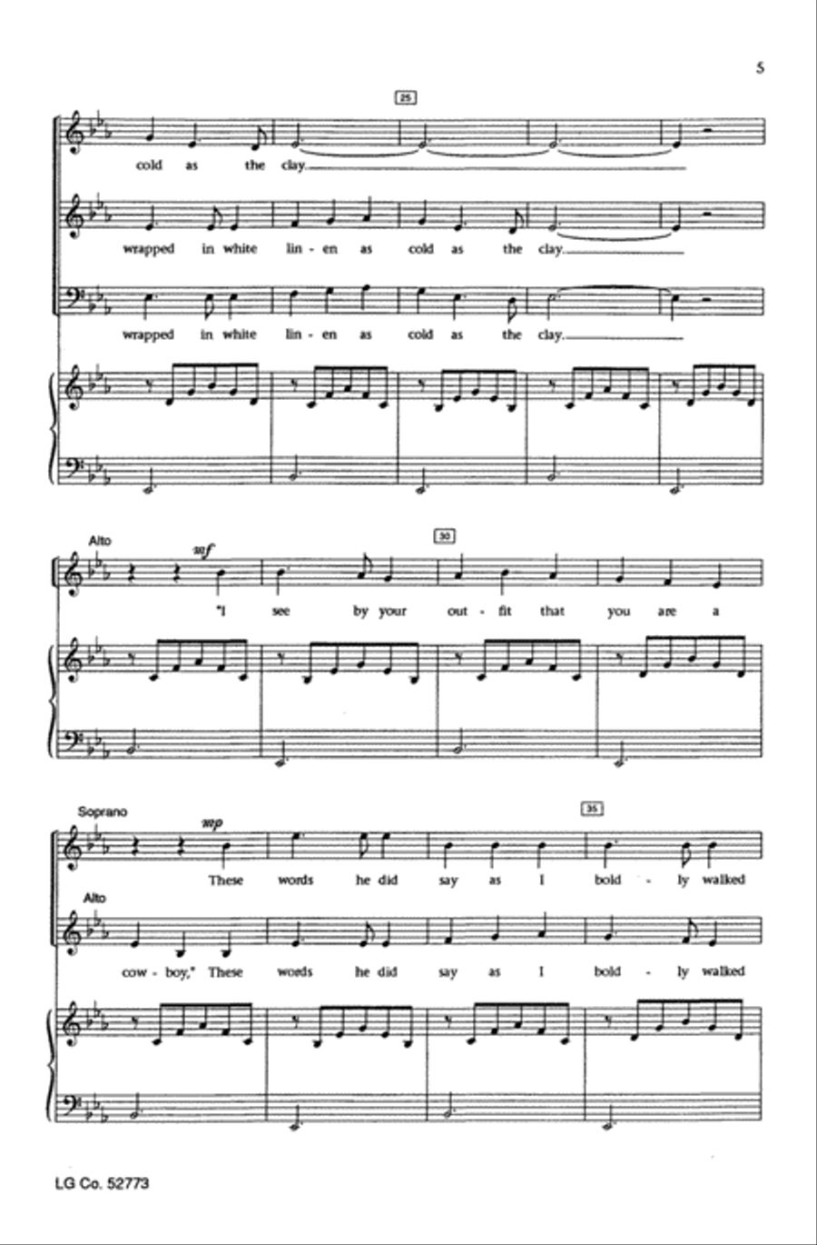 The Streets of Laredo 4-Part scores gallery preview page 18