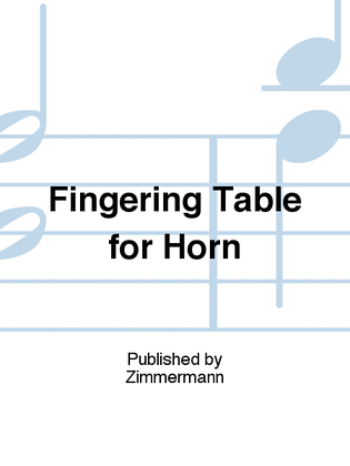 Fingering Table for Horn