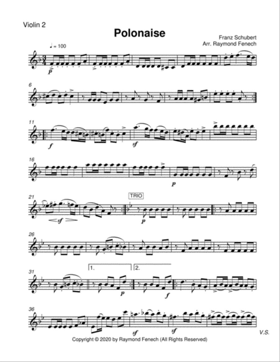Polonaise - F. Schubert - For 3 Violins - Intermediate String Trio scores gallery preview page 4