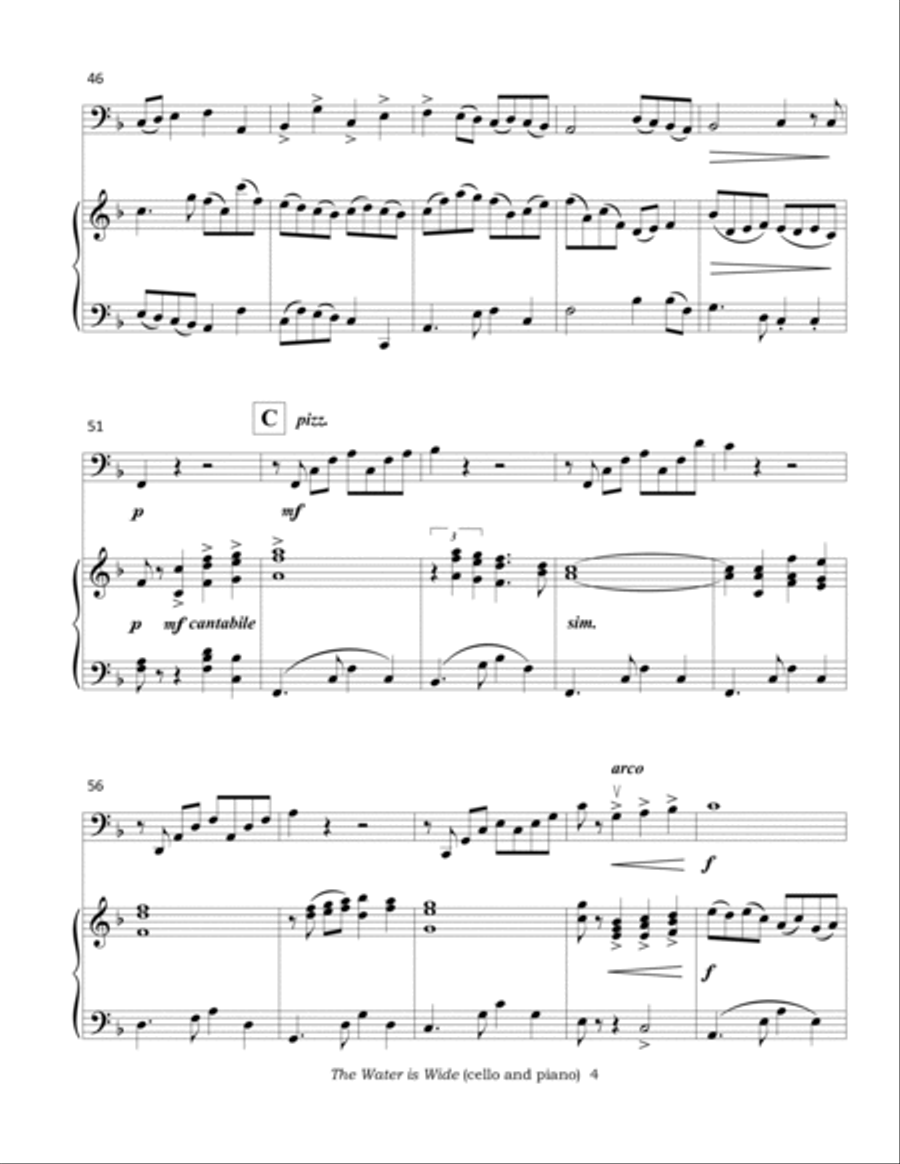 The Water is Wide (for cello and piano) Piano scores gallery preview page 5