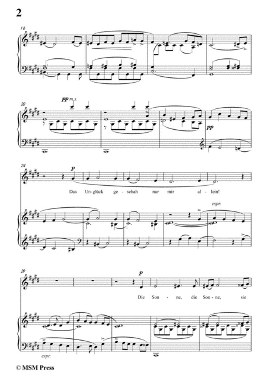 Mahler-Nun will die Sonn' so hell aufgeh'n(Kindertotenlieder Nr.1) in c sharp minor,for Voice and Pi Voice scores gallery preview page 4