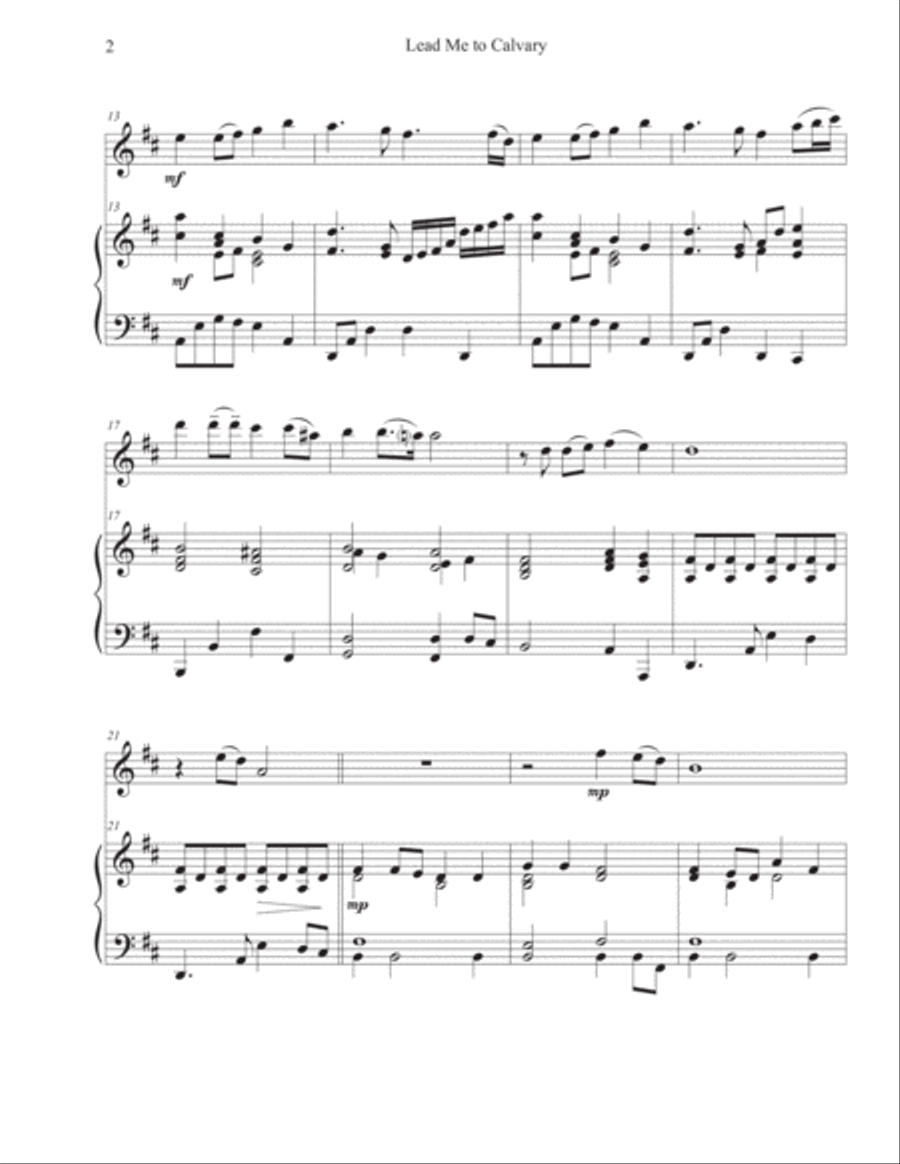 Lead Me to Calvary (Violin-Piano) Violin Solo scores gallery preview page 2