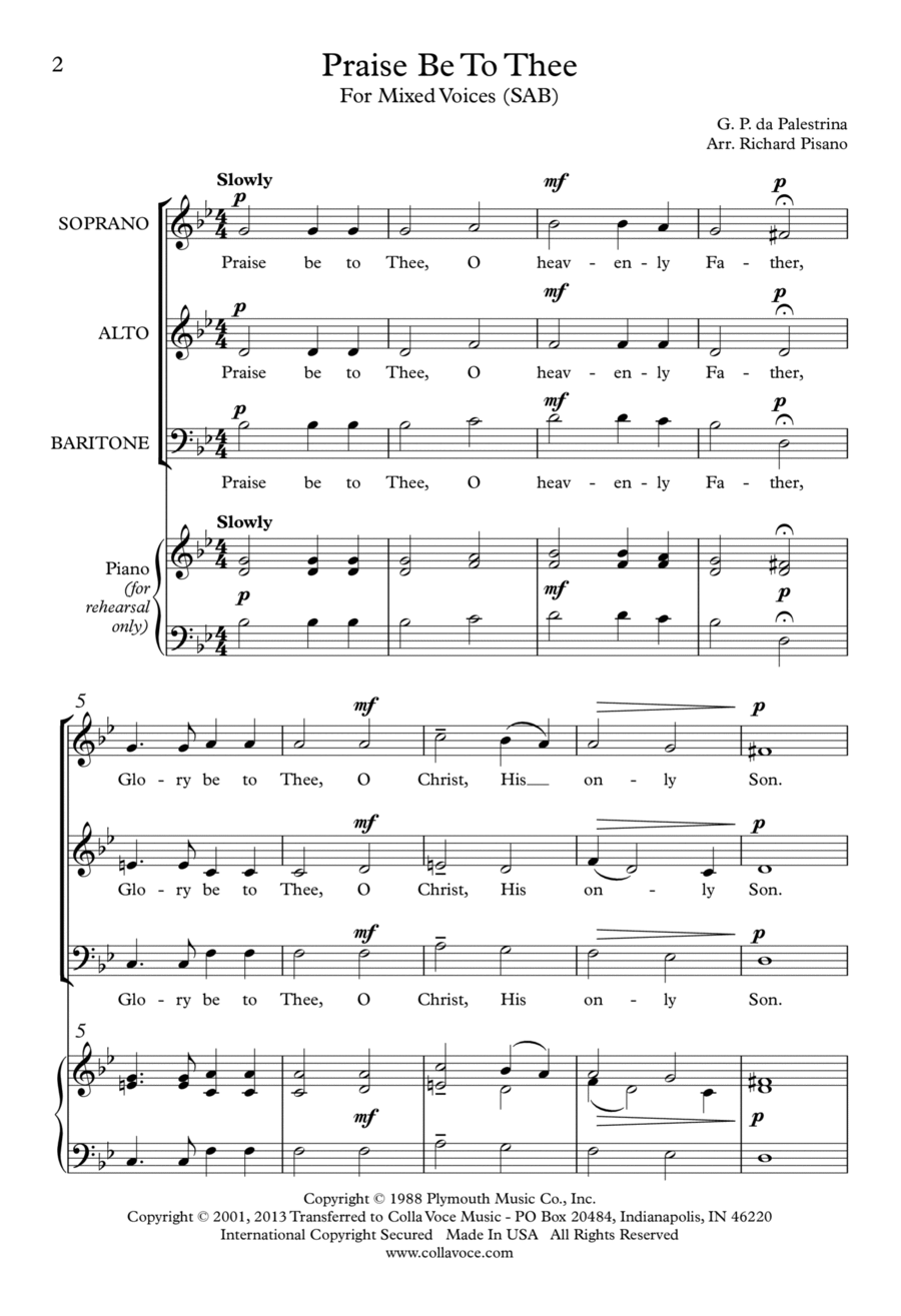 Praise Be To Thee 3-Part scores gallery preview page 1