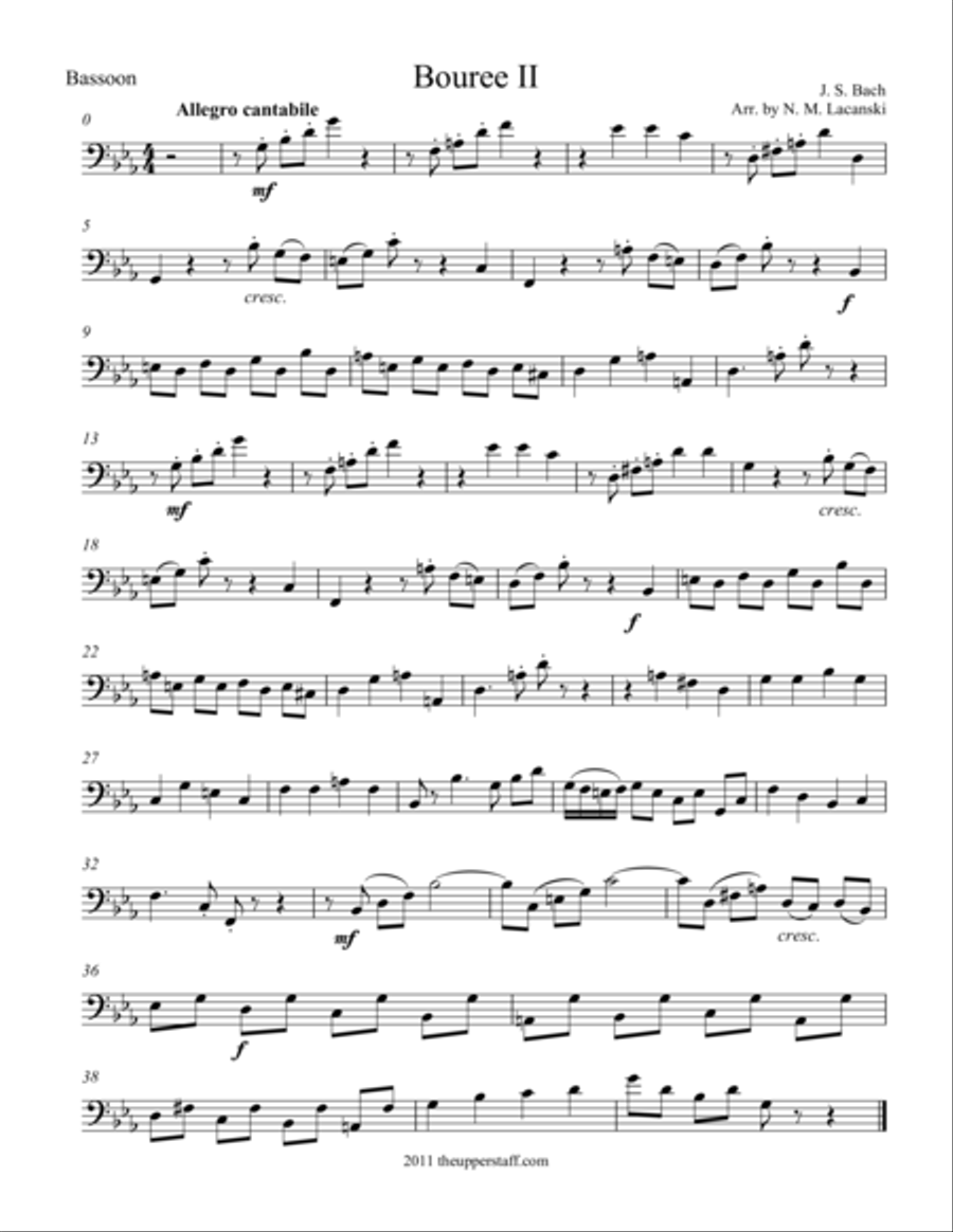 Bouree II Woodwind Duet scores gallery preview page 1