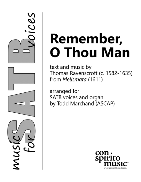 Remember, O Thou Man - SATB voices, organ image number null